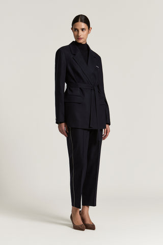 Wool and cashmere blazer with belt