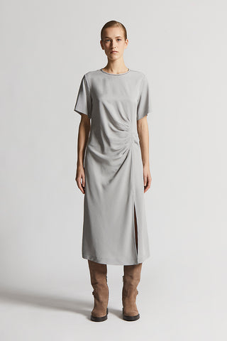 Fluid peach-finish twill dress