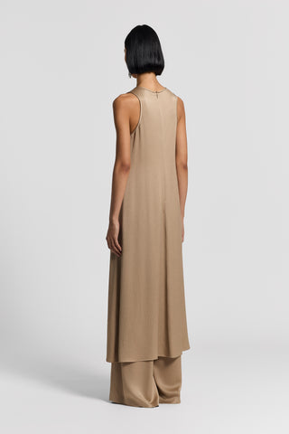 Long fluid hammered satin dress