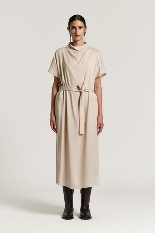 Peach-finish pure tencel twill dress
