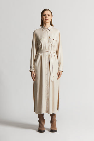 Stretch viscose and wool twill dress