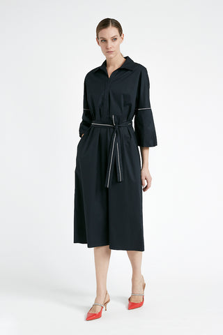 Twisted cotton chemisier midi dress  