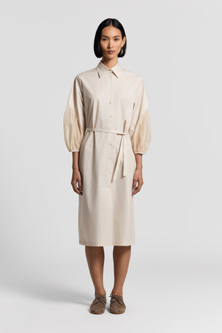 Shirt dress with organza sleeves