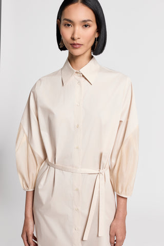 Shirt dress with organza sleeves