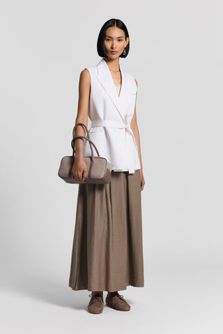 Linen viscose twill blazer with belt