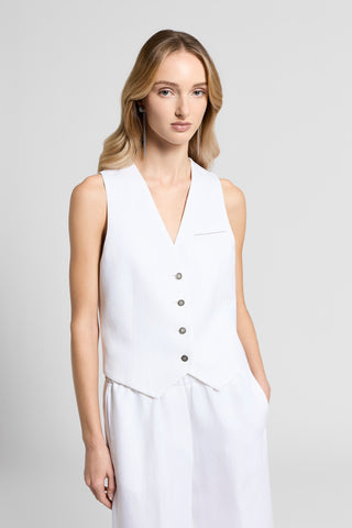 Herringbone viscose linen vest