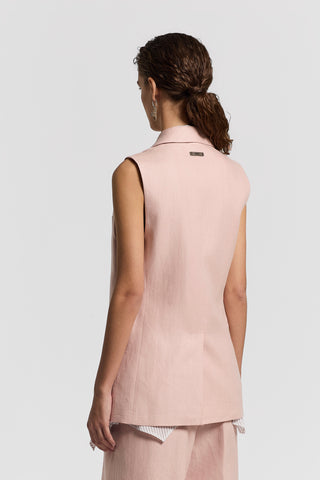 Single-breasted pure linen gabardine blazer