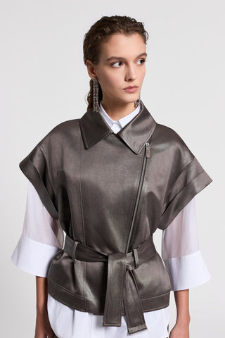 Glazed linen-blend vest