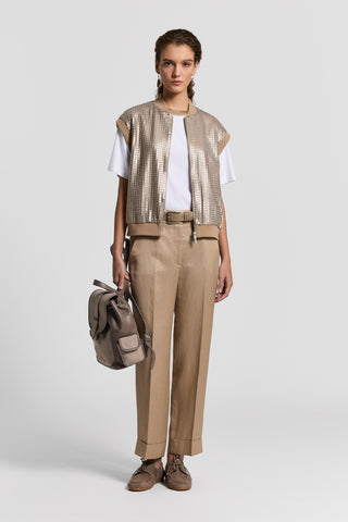 Crepe vest with sequin embroidery