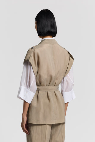 Belted organza blazer