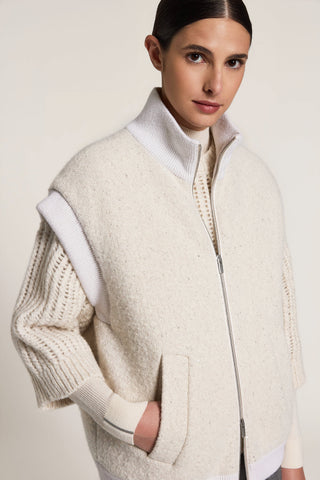 Wool, baby alpaca bouclé and sequin vest