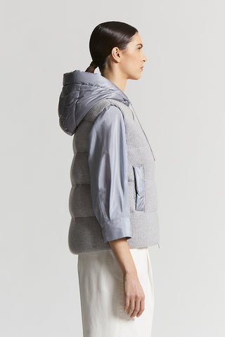 Goose down vest in cashmere and wool