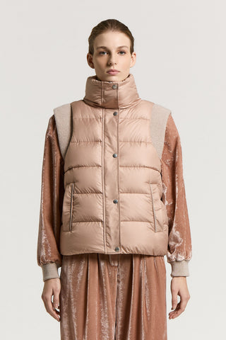 Bi-material down vest