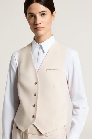 Single-breasted vest in wool gabardine