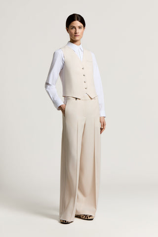 Single-breasted vest in wool gabardine