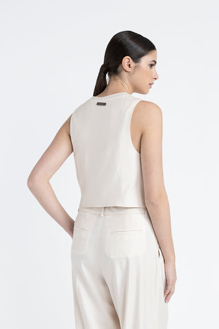 Three-button single-breasted waistcoat in viscose wool twill  