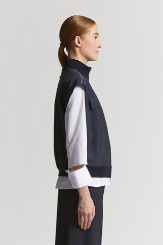 Virgin wool zip-up vest
