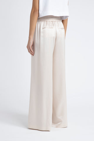 Semi-gloss wool and viscose wide trousers  