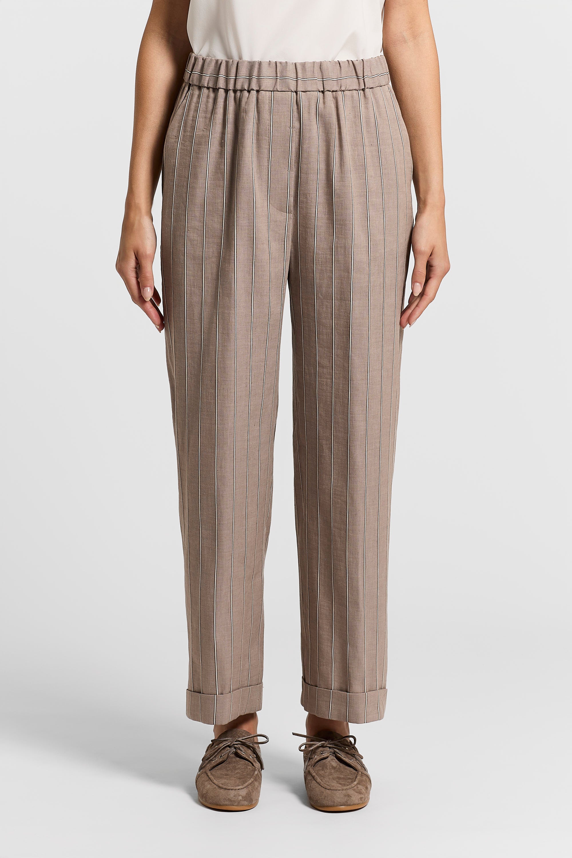 イタリア製　Peserico（ペセリコ）　コットンリネンパンツ Pinstripe cotton/linen twill trousers | Peserico