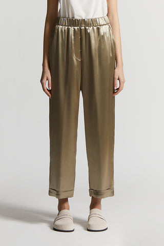 Shiny viscose satin trousers