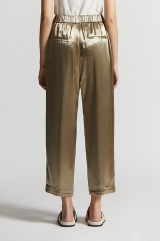 Shiny viscose satin trousers