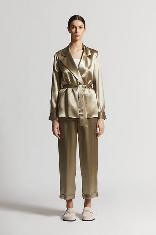 Shiny viscose satin trousers