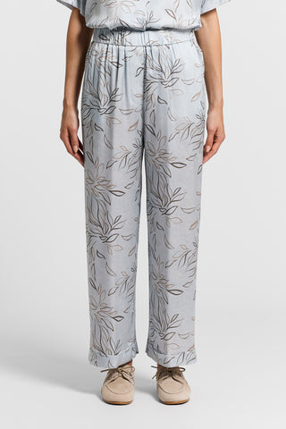 Printed viscose satin trousers
