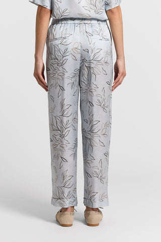 Printed viscose satin trousers
