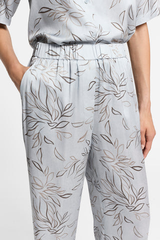 Printed viscose satin trousers