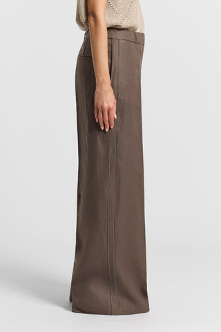 Pure linen gabardine trousers