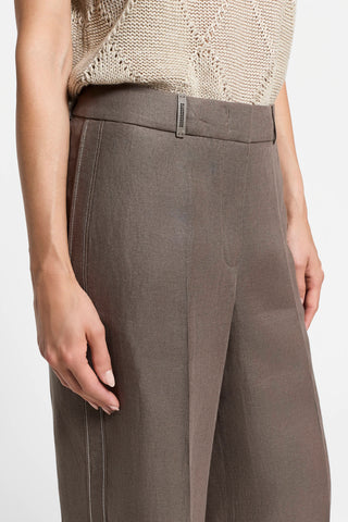 Pure linen gabardine trousers