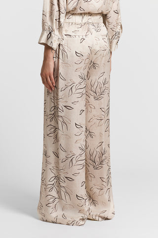 Printed viscose satin trousers