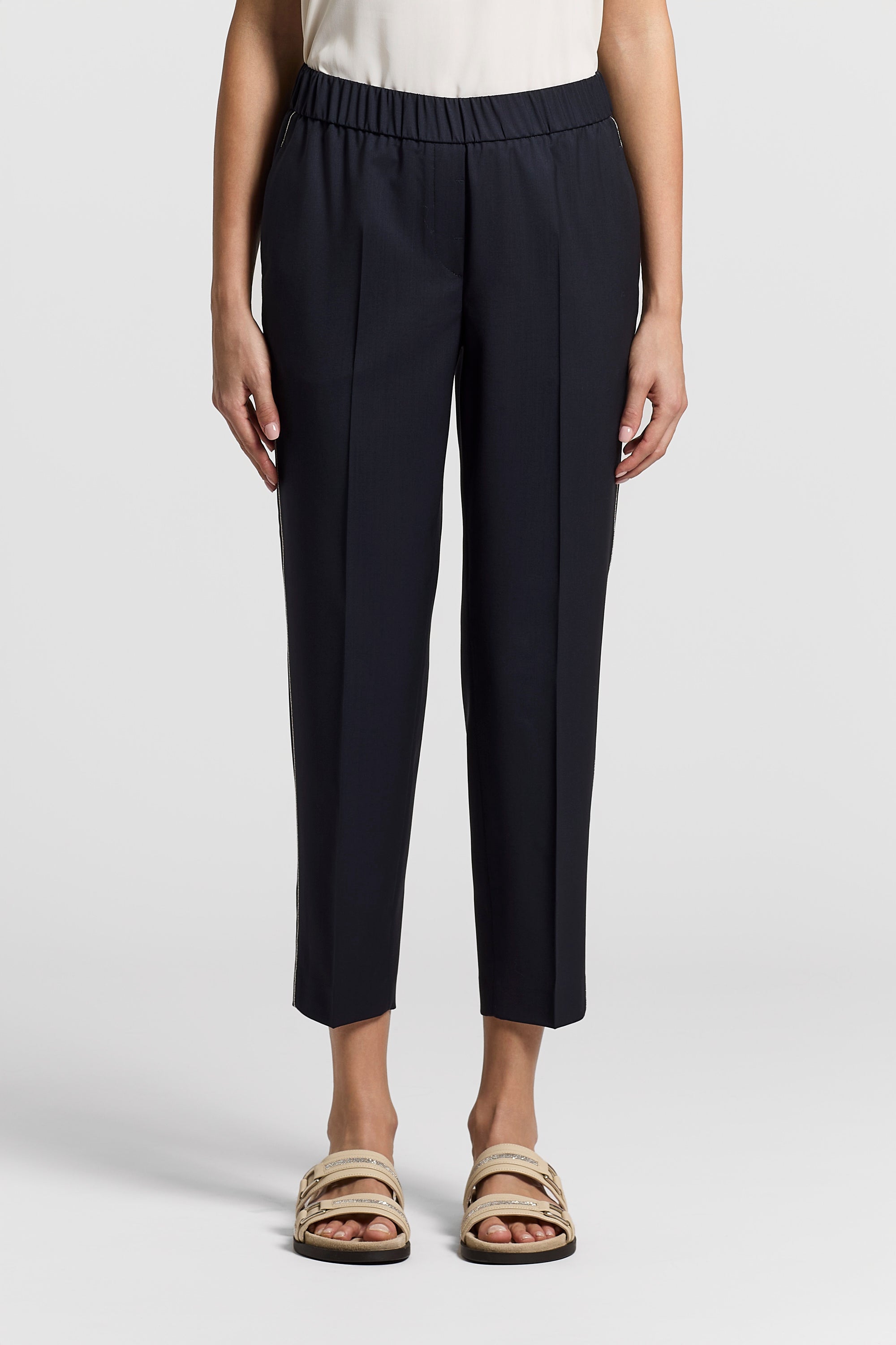 Loro Piana merino wool trousers with elastic | Peserico