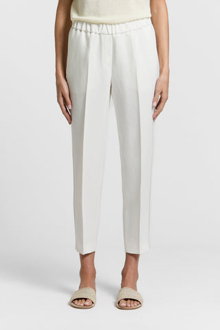 Viscose linen trousers with elastic