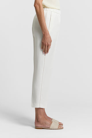 Viscose linen trousers with elastic