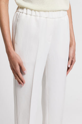 Viscose linen trousers with elastic
