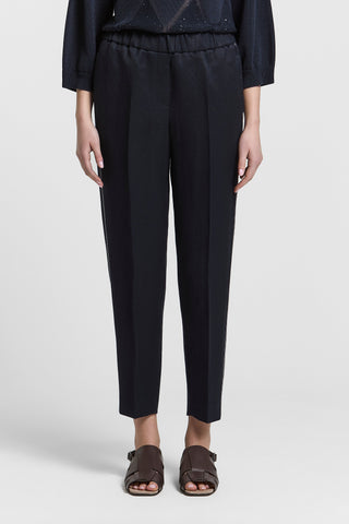 Viscose linen trousers with elastic
