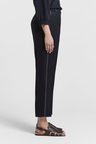 Viscose linen trousers with elastic
