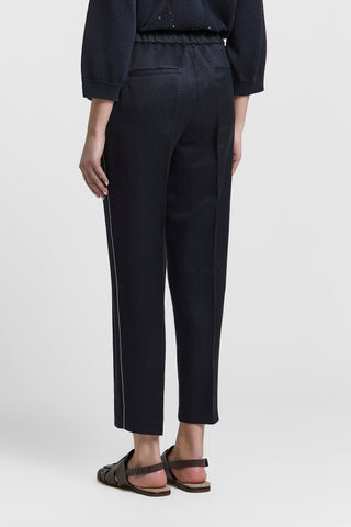 Viscose linen trousers with elastic