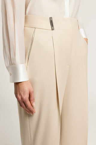 Wool flannel carrot trousers