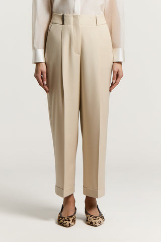 Wool flannel carrot trousers