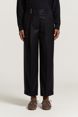 Wool flannel carrot trousers