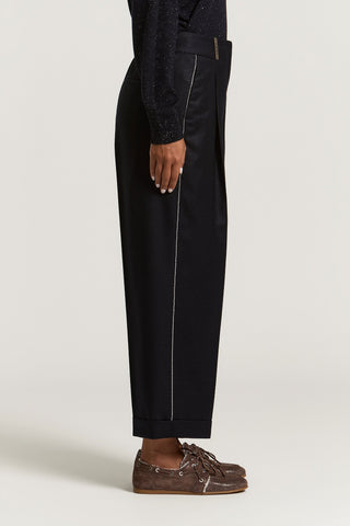 Wool flannel carrot trousers