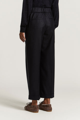 Wool flannel carrot trousers