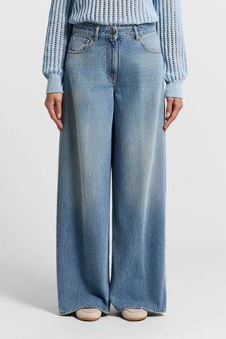 Faded blue wide-leg jeans