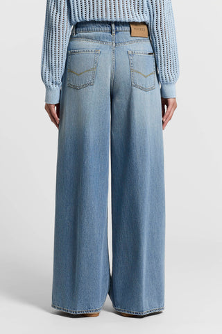 Faded blue wide-leg jeans