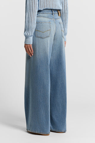 Faded blue wide-leg jeans