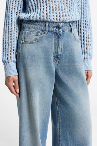 Faded blue wide-leg jeans