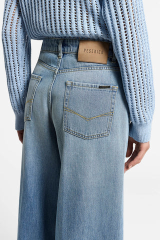 Faded blue wide-leg jeans