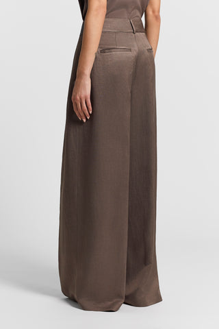 Linen and viscose twill trousers